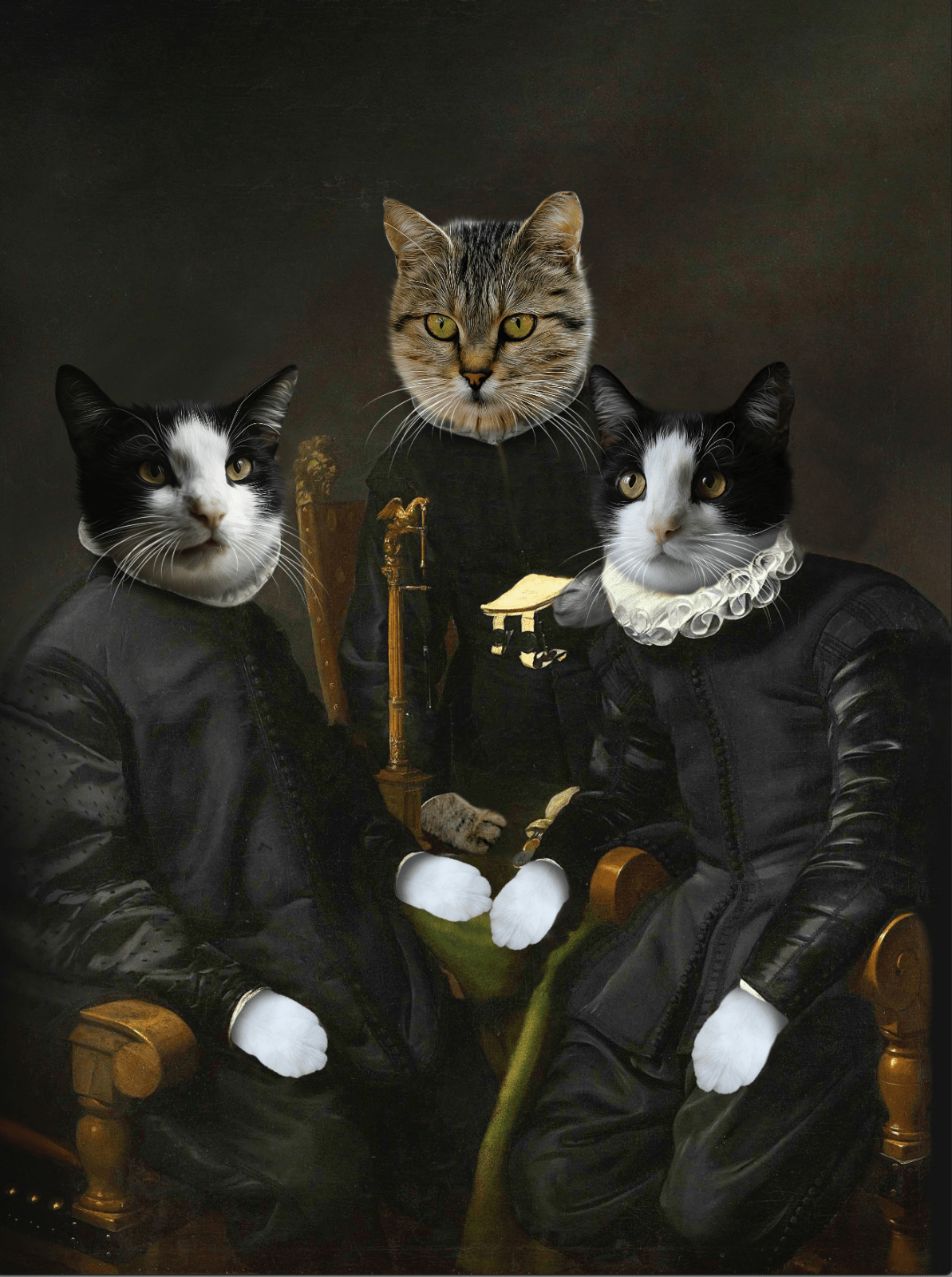 Regal Cats – Classic Aristocratic Multi - Pet Portrait - 2 Pets - Furr and Family