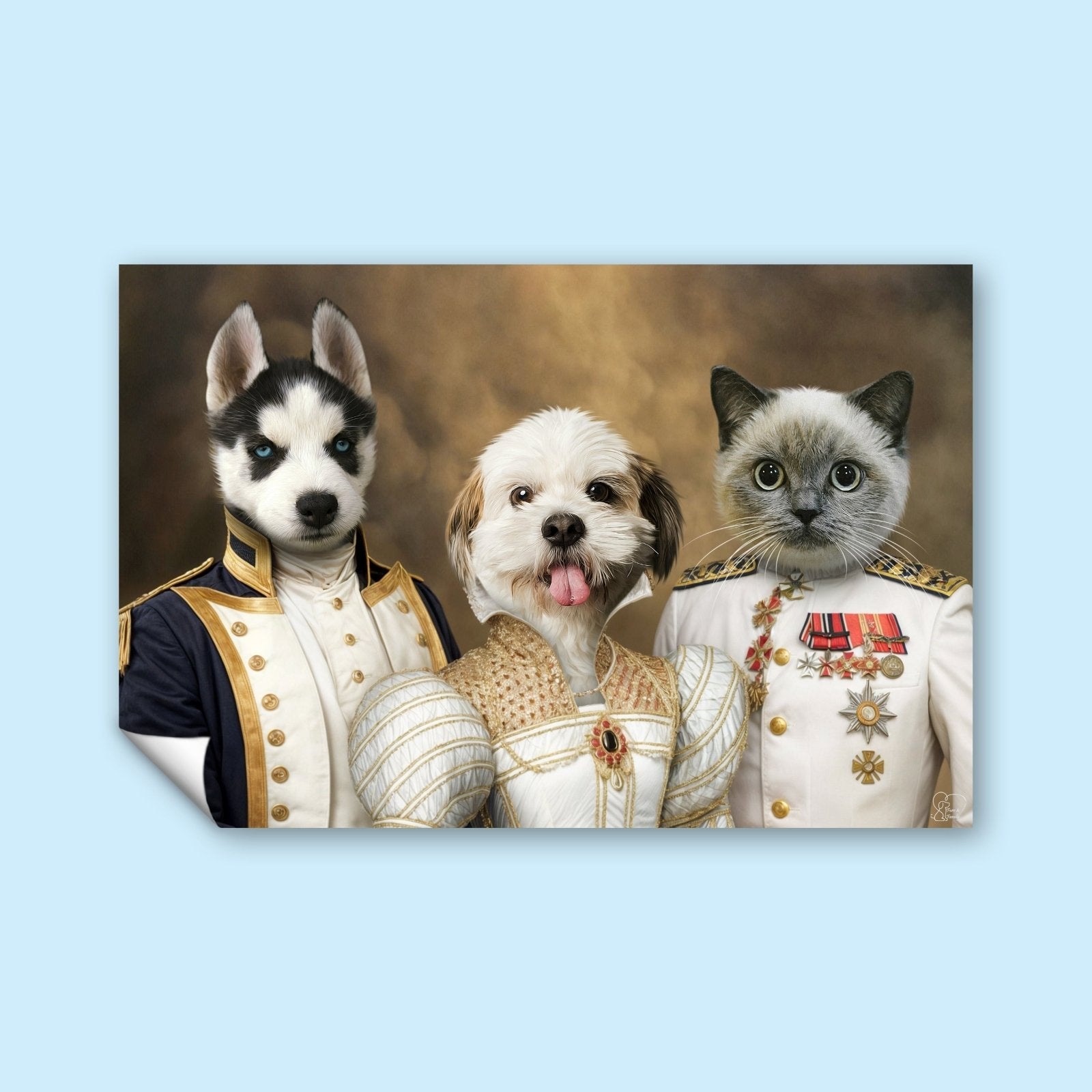 Regal Trio – Custom Multi - Pet Portrait - 2 Pets - Furr and Family