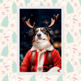 Reindeer Christmas Pet Portrait - 1 Pet - Furr and Family