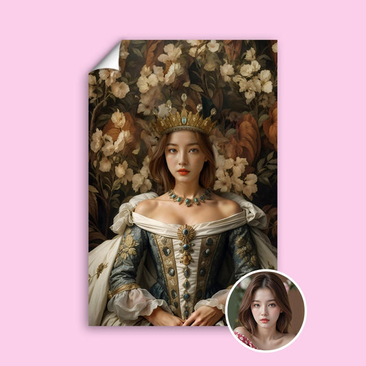 Renaissance Floral Queen Portrait - Human Portrait - Female - Furr and Family