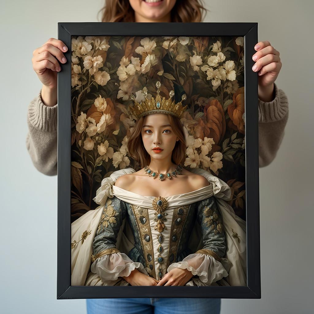 Renaissance Floral Queen Portrait - Human Portrait - Female - Furr and Family