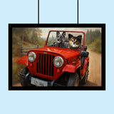 Road Trip Paws – Custom Multi - Pet Adventure Portrait - 2 Pets - Furr and Family