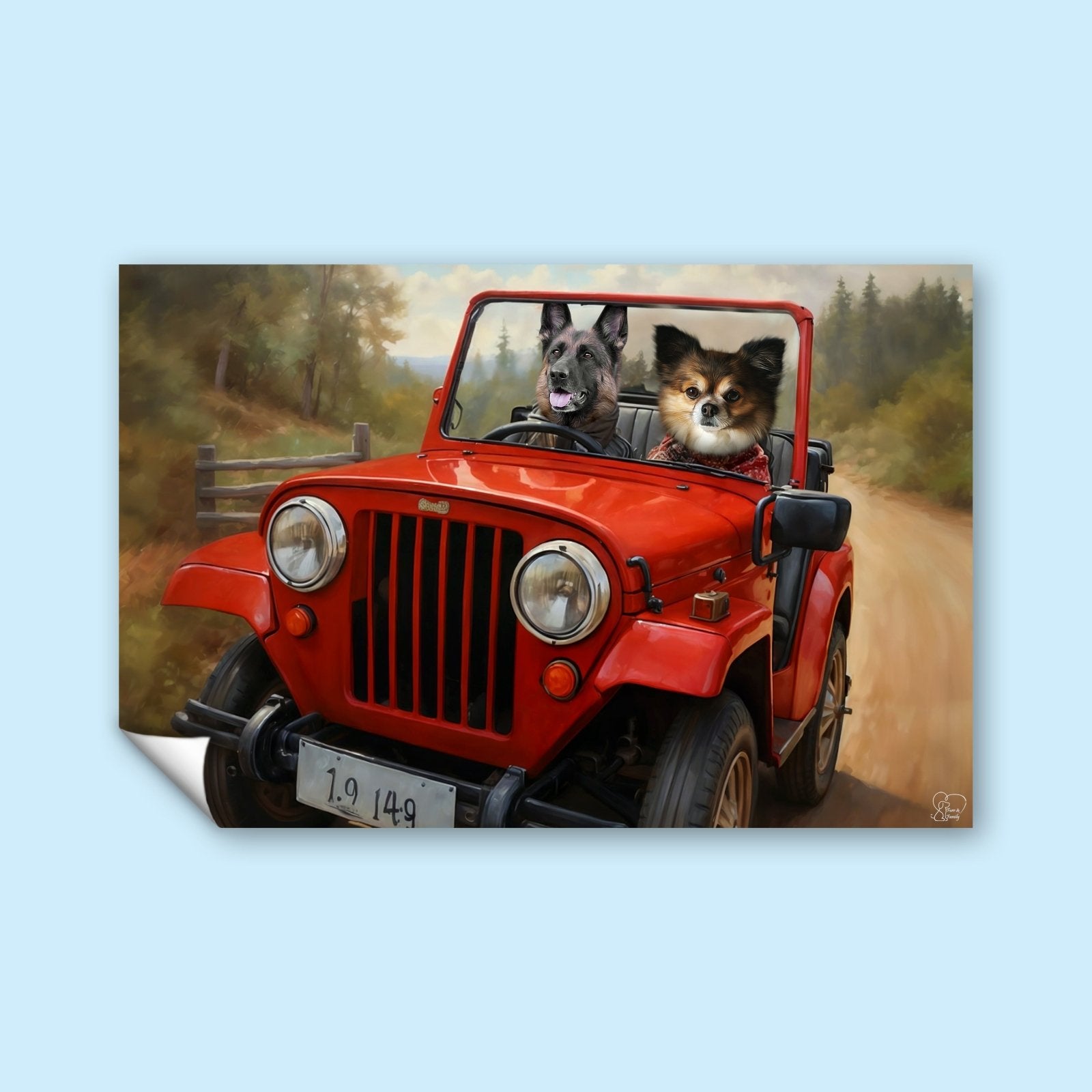 Road Trip Paws – Custom Multi - Pet Adventure Portrait - 2 Pets - Furr and Family