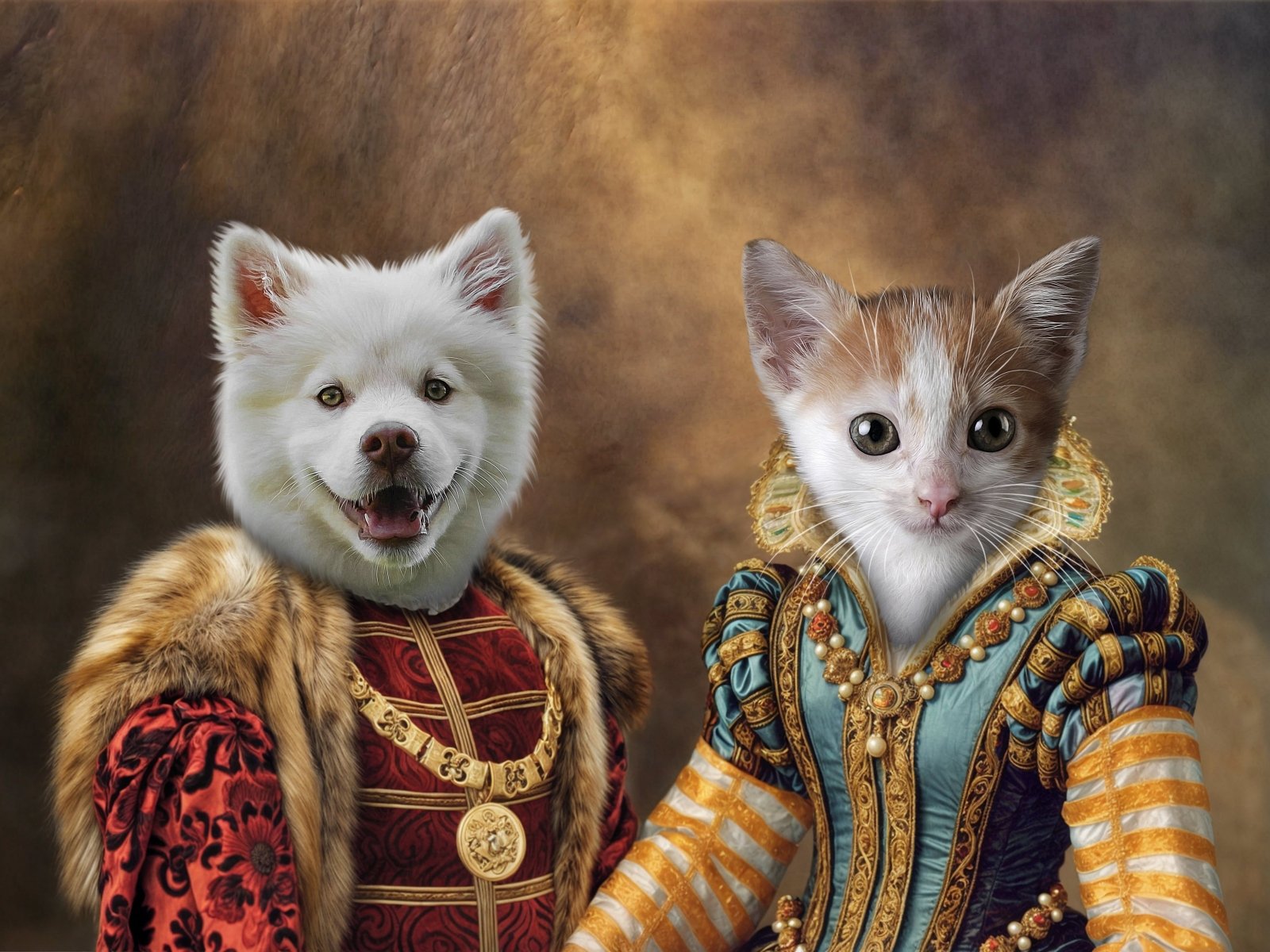 Royal Companions – Custom Multi - Pet Portrait - 2 Pets - Furr and Family