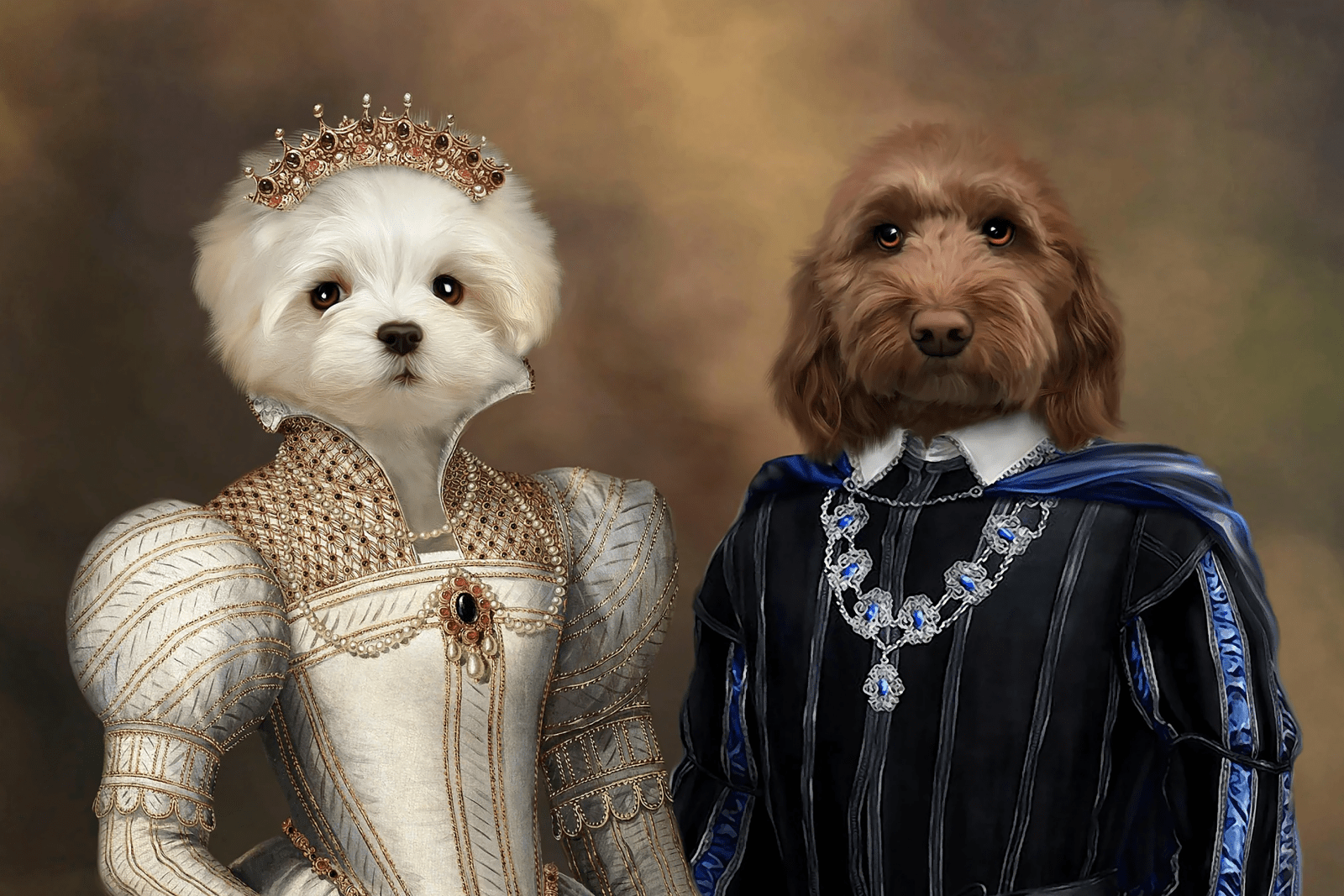 Royal Elegance – Custom Multi - Pet Portrait - 2 Pets - Furr and Family