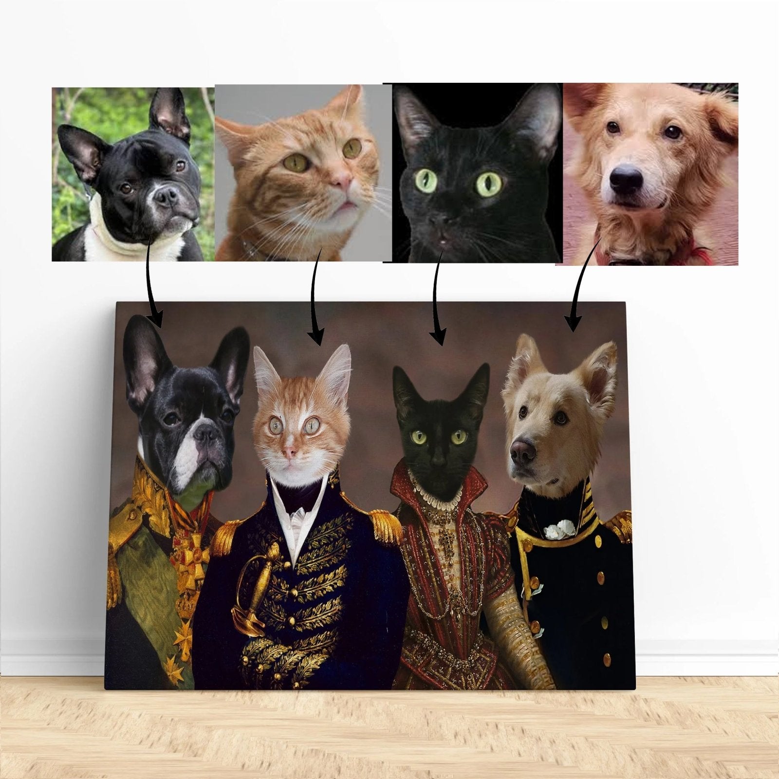 Royal Squad - Custom Pet Portrait | Custom Pet Canvas - 4 pets - Furr and Family
