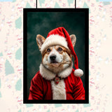 Santa Corgi Christmas Portrait – Festive Custom Pet Art - 1 Pet - Furr and Family