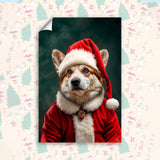 Santa Corgi Christmas Portrait – Festive Custom Pet Art - 1 Pet - Furr and Family