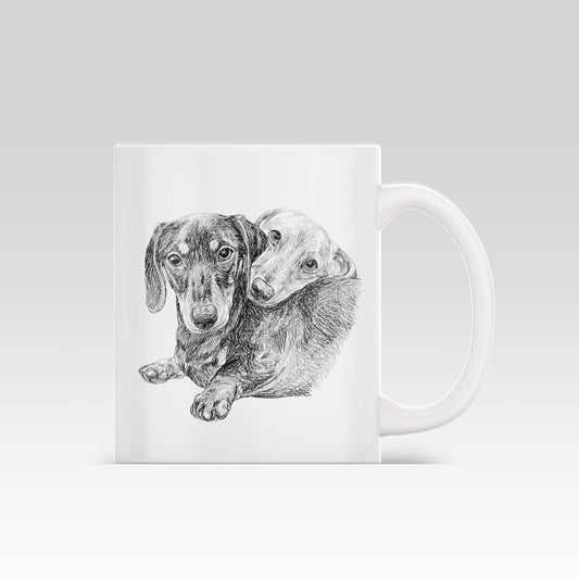 Sketch Portrait Art - Custom Mug - 1 Pet - Furr and Family