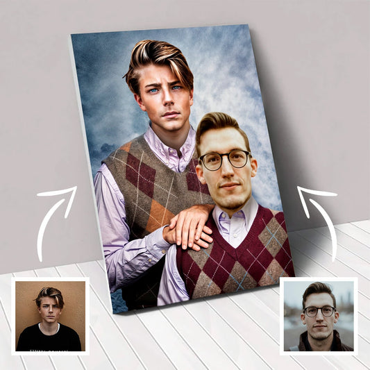 Step Brothers - Custom Human Canvas - 2 Pets - Furr and Family