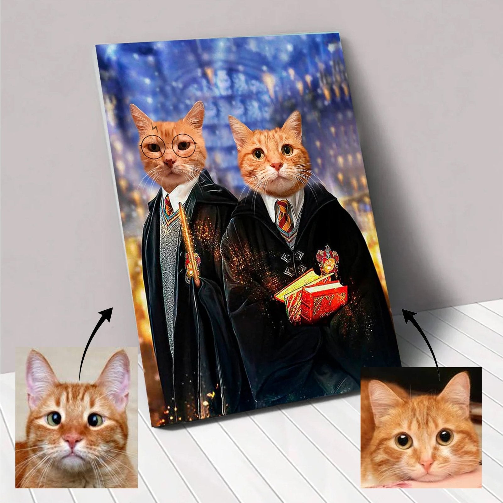 The Grayffindors - Custom Pet Portrait | Custom Pet Canvas - 2 Pets - Furr and Family
