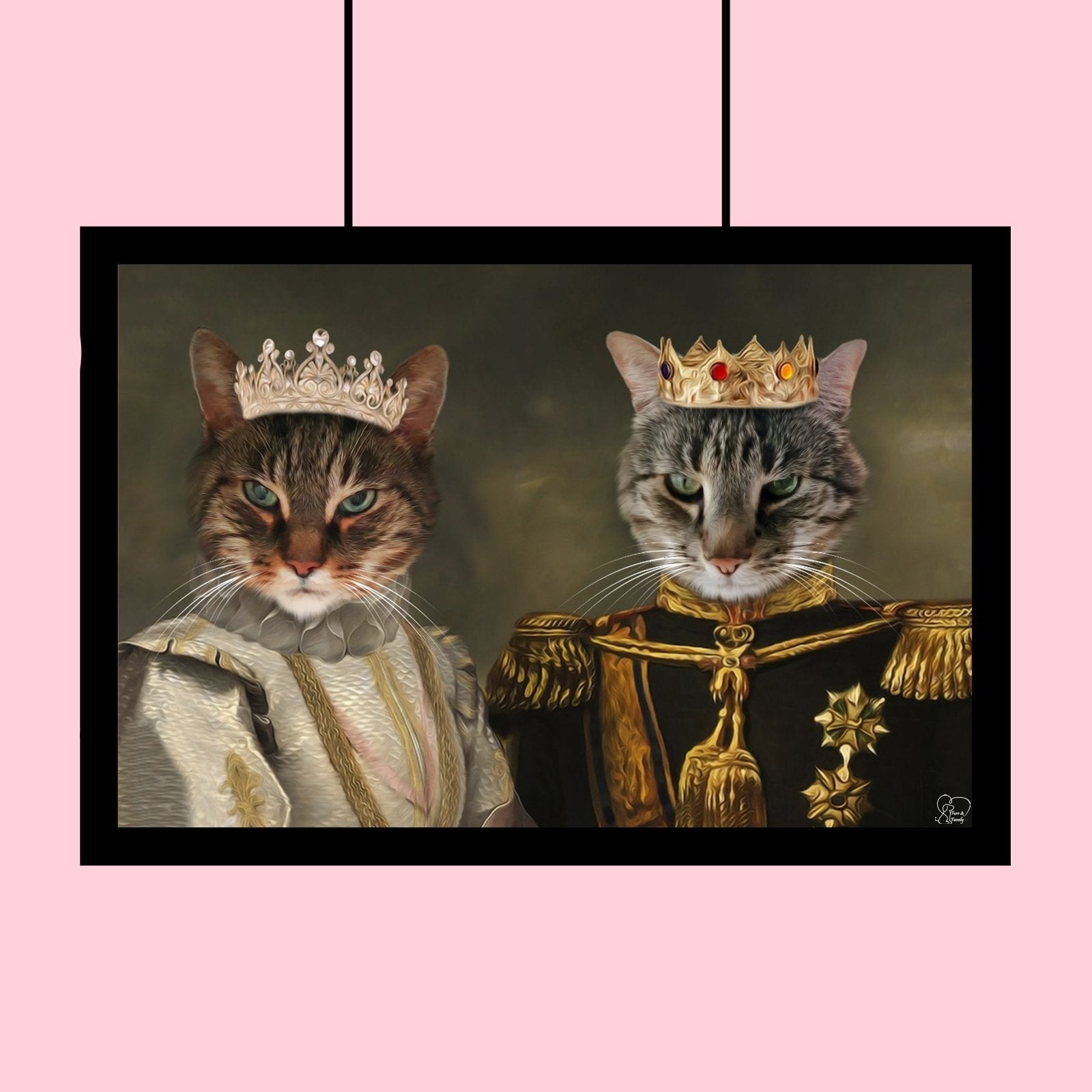 The King & Queen Duo - Custom Pet Portrait - 2 Pets - Furr and Family