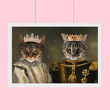 The King & Queen Duo - Custom Pet Portrait - 2 Pets - Furr and Family