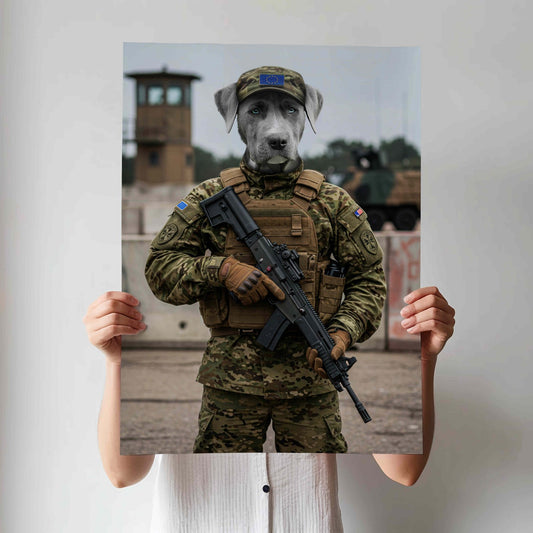 The Loyal Sentry - Custom Military Pet Portrait - military art - 1 Pet - Furr and Family