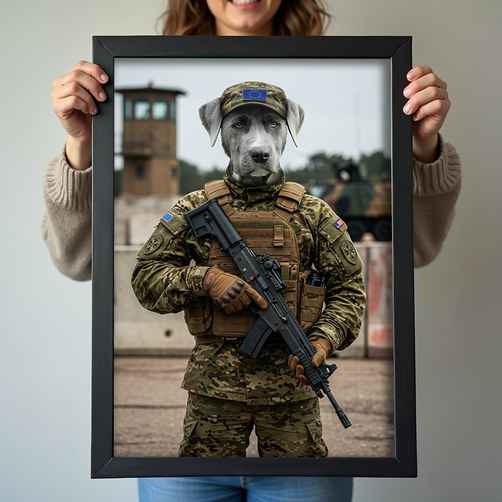 The Loyal Sentry - Custom Military Pet Portrait - military art - 1 Pet - Furr and Family