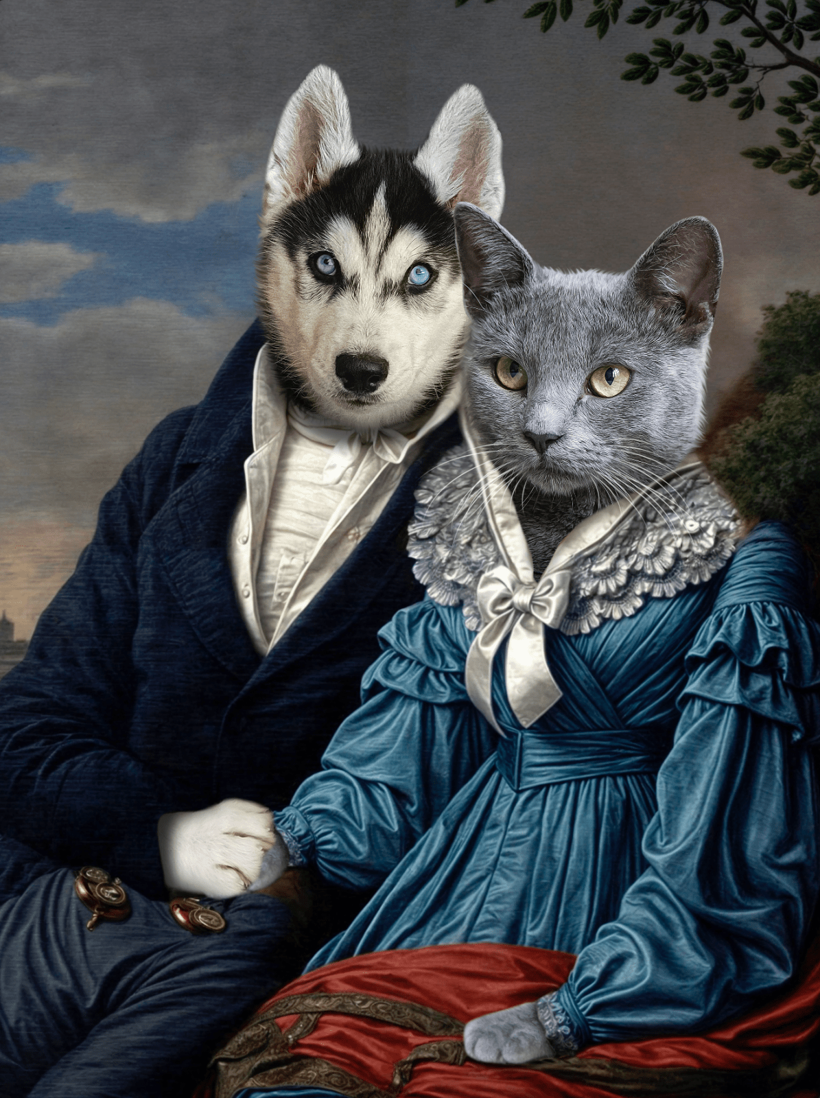 Victorian Companions – Custom Multi - Pet Portrait - 2 Pets - Furr and Family