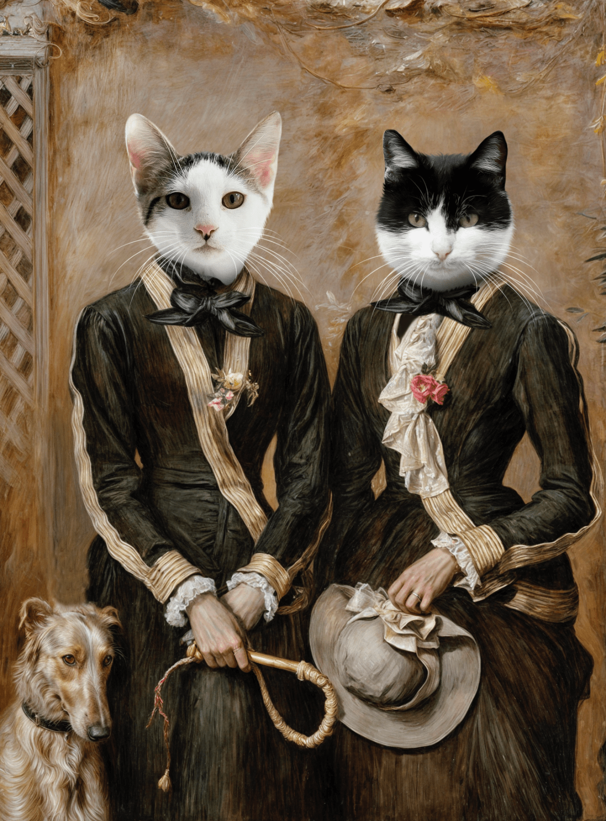 Victorian Twins - Custom Pet Portrait - 2 Pets - Furr and Family