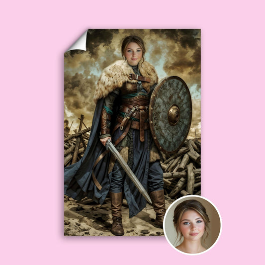Viking Female Warrior Royal Portrait - Human Portrait - Female - Furr and Family