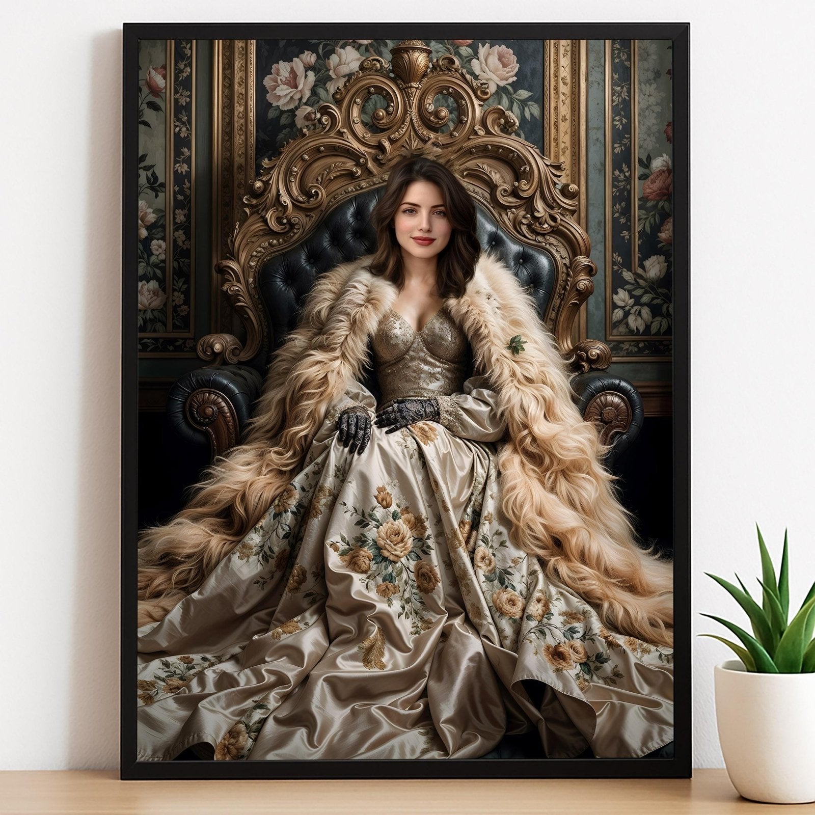 Vintage Floral Queen Artwork - Human Portrait - Female - Furr and Family