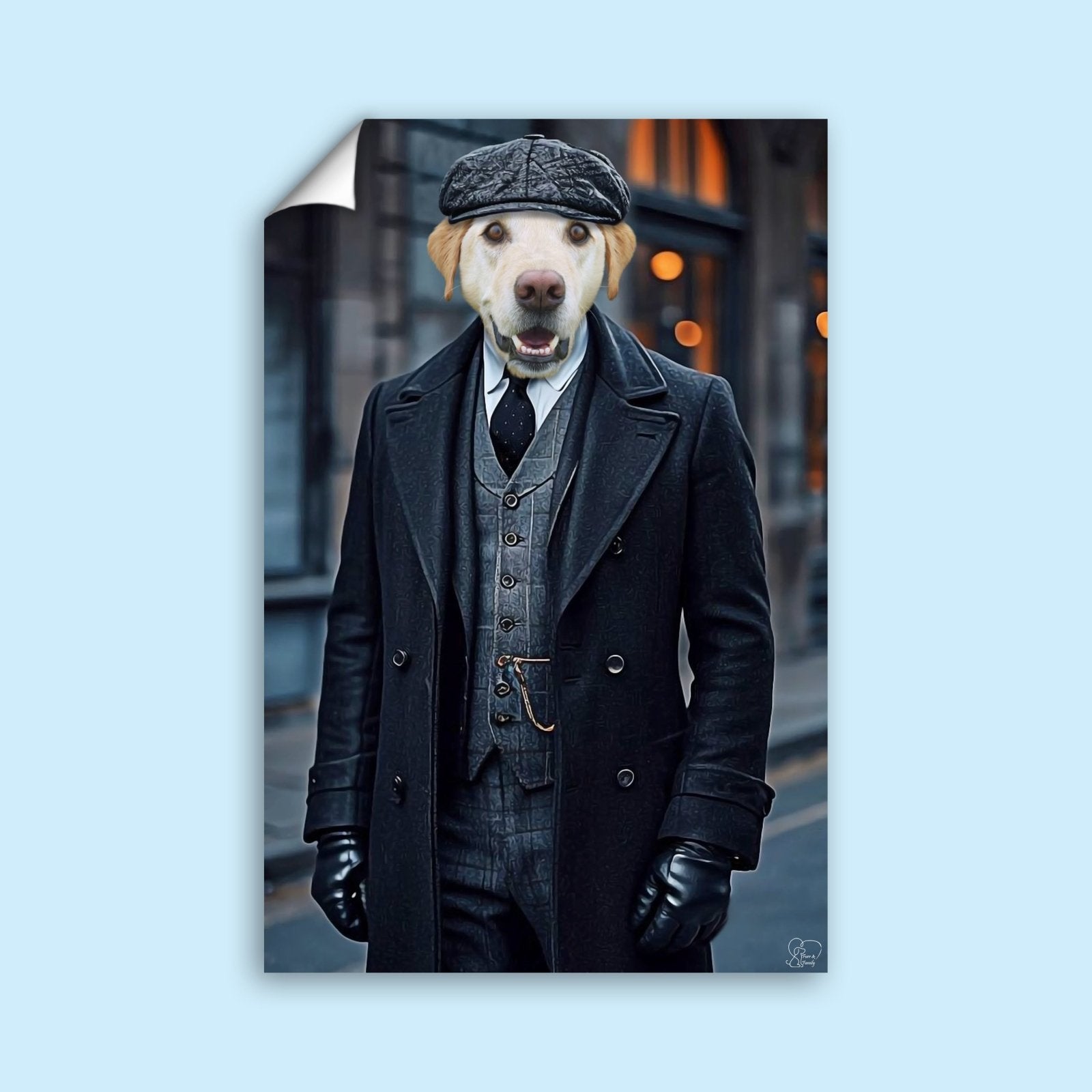 Vintage Gangster Peaky Blinder Pet Portrait - By Furr and Family - peaky blinder - 1 Pet - Furr and Family