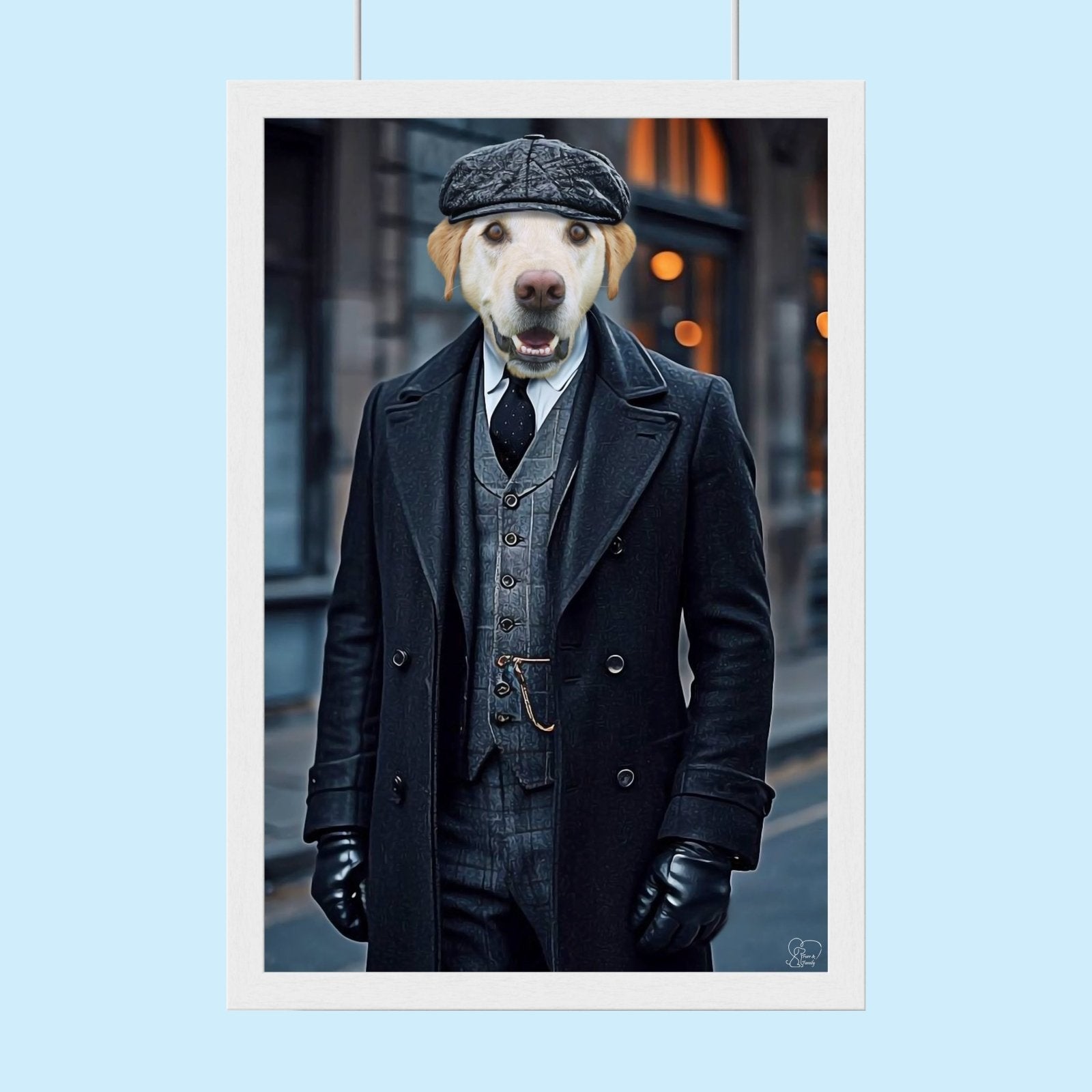 Vintage Gangster Peaky Blinder Pet Portrait - By Furr and Family - peaky blinder - 1 Pet - Furr and Family