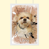 Watercolor Grafitti Pet Art - Custom Pet Portrait - 1 Pet - Furr and Family