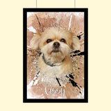 Watercolor Grafitti Pet Art - Custom Pet Portrait - 1 Pet - Furr and Family