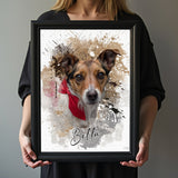 Watercolor Grafitti Pet Art - Custom Pet Portrait - 1 Pet - Furr and Family