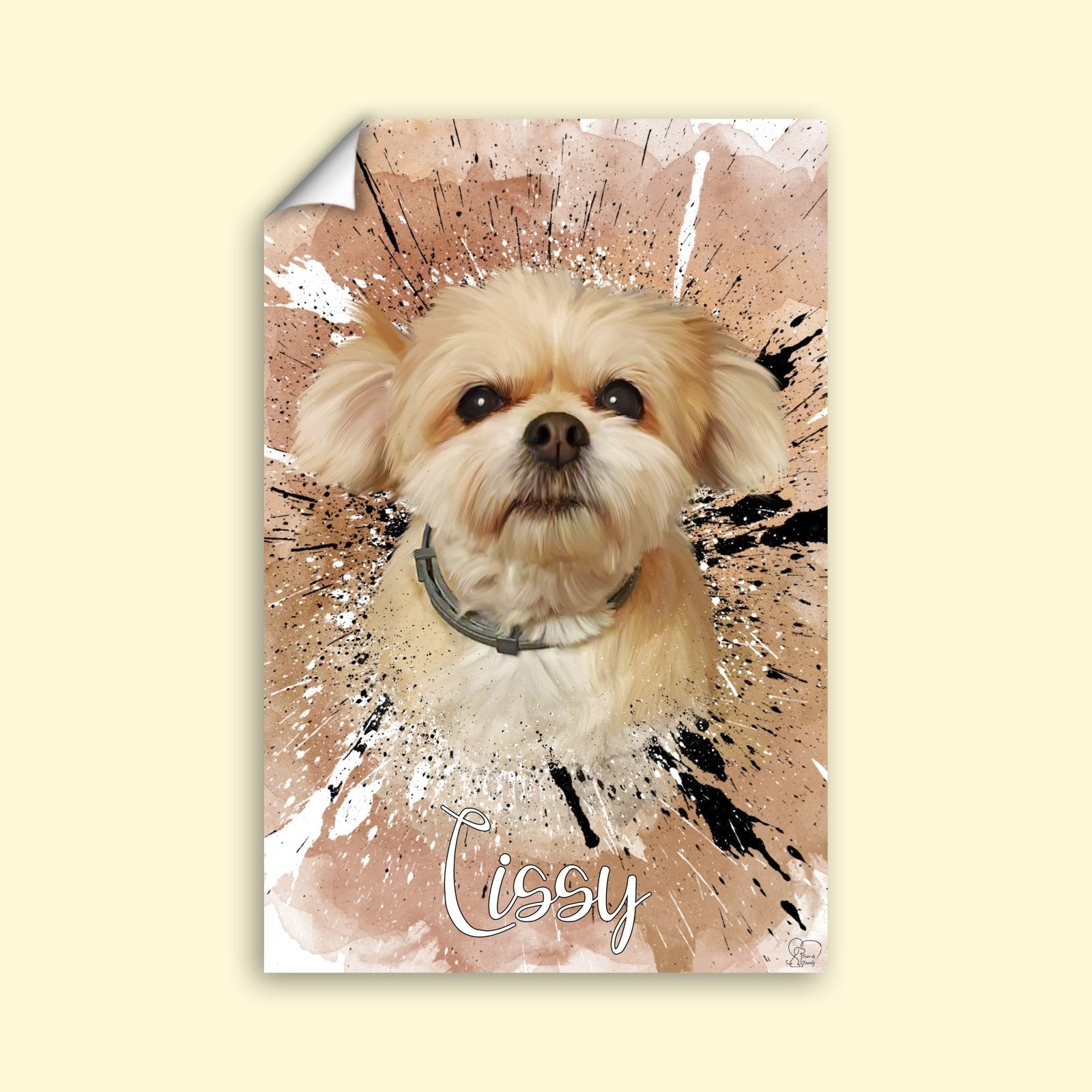 Watercolor Grafitti Pet Art - Custom Pet Portrait - 1 Pet - Furr and Family