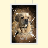 Watercolor Grafitti Pet Art - Custom Pet Portrait - 1 Pet - Furr and Family