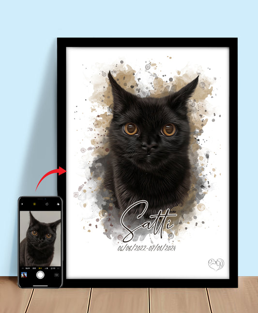 Soft Watercolor Pet Portrait - Custom Pet Artwork