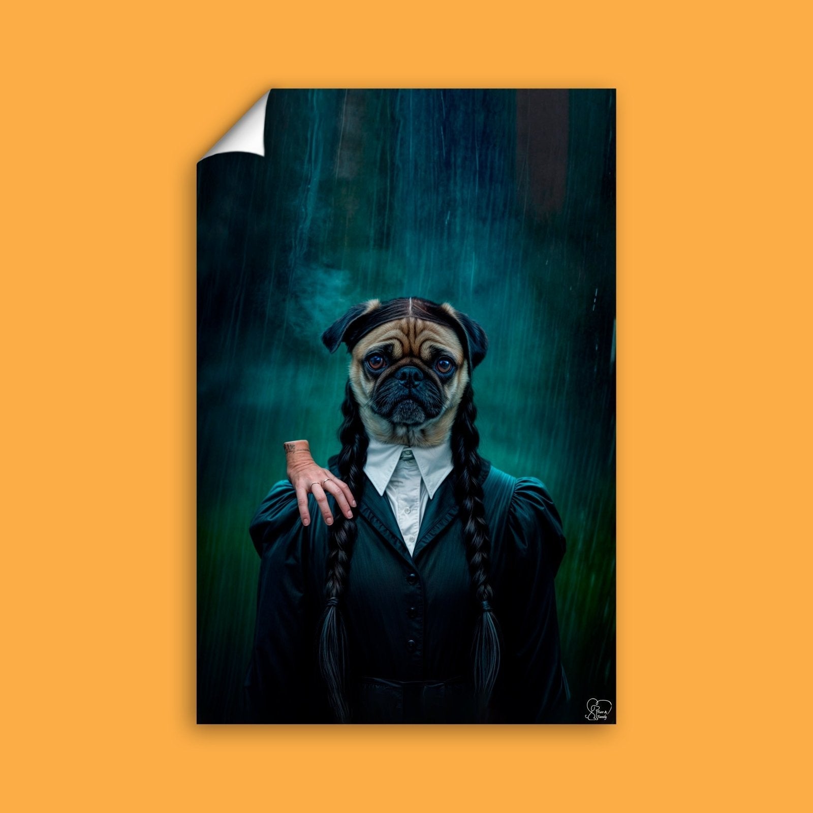 Wednesday Frankenstein Pet Portrait – Halloween Custom Pet Portrait - 1 Pet - Furr and Family