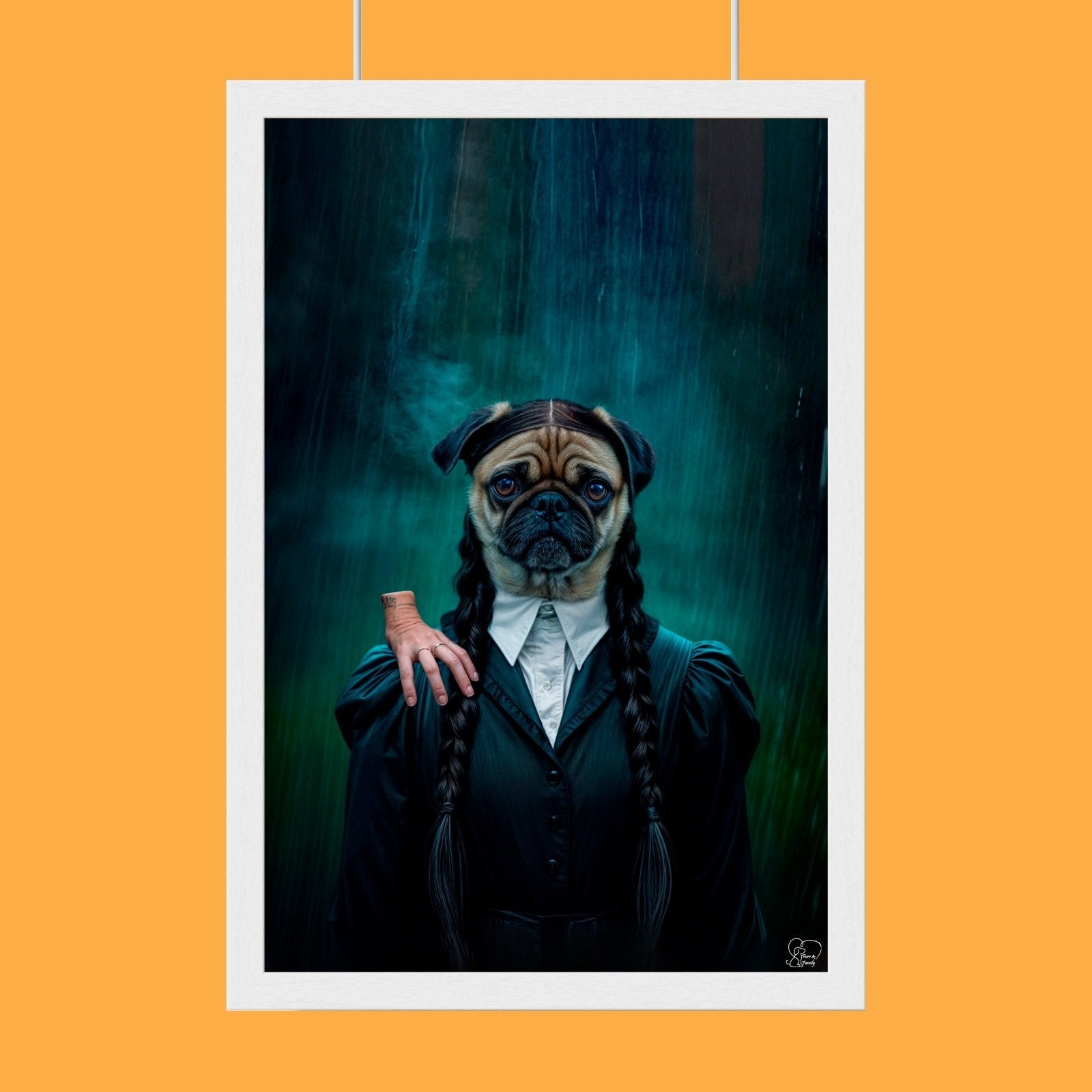 Wednesday Frankenstein Pet Portrait – Halloween Custom Pet Portrait - 1 Pet - Furr and Family