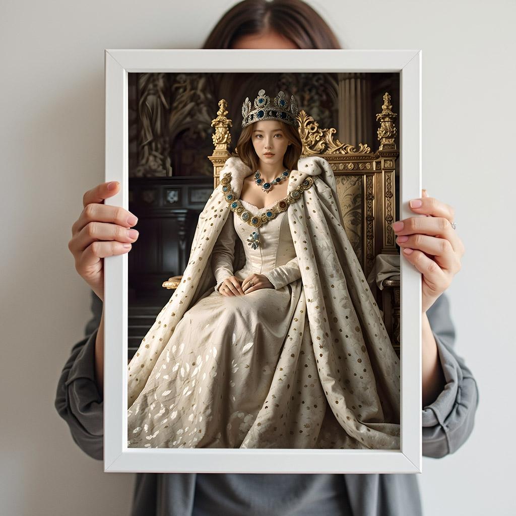 White and Gold Royal Portrait - Human Portrait - Female - Furr and Family